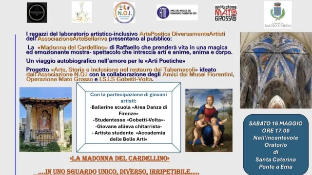 Locandina mostra spettacolo Madonna del Cardellino
