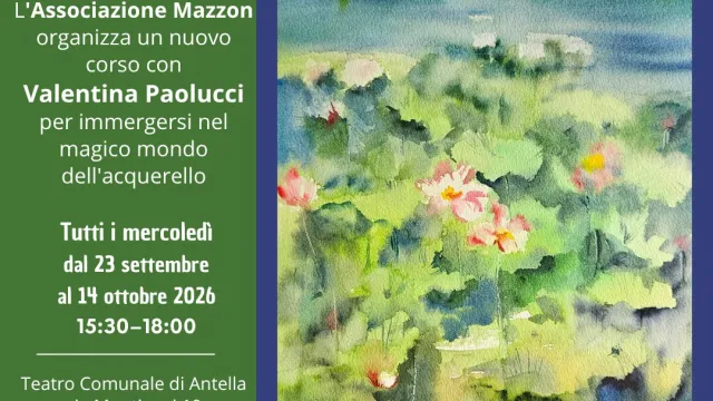 Immagine locandina corsi acquerello Mazzon 2026