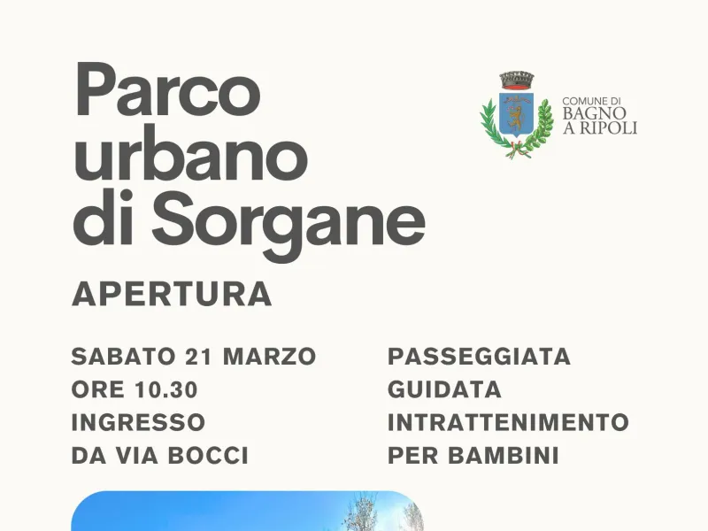 Locandina apertura Parco urbano Sorgane