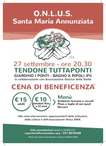 Onlus Santa Maria Annunziata, cena di fundraising per acquistare un ecografo portatile e realizzare progetti di educazione alimentare nelle scuole